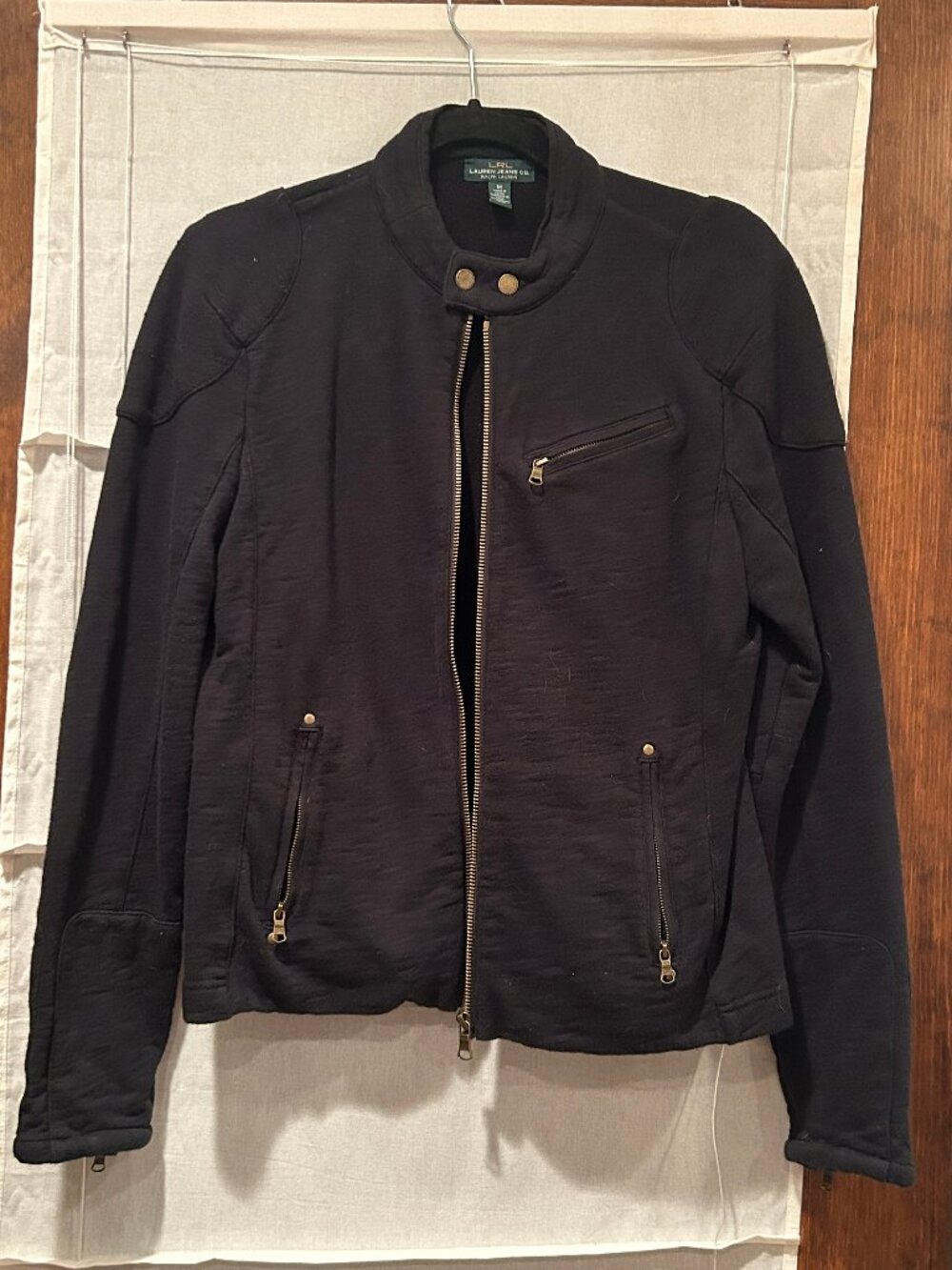 Ralph Lauren Jeans Co. Moto Style Black Cotton Casual Jacket Size M
